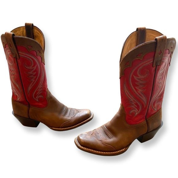 Ariat Shoes - Ariat Legend Red Embroidered Wing Tip Western Cowboy Boot Womens 7 Medium Width